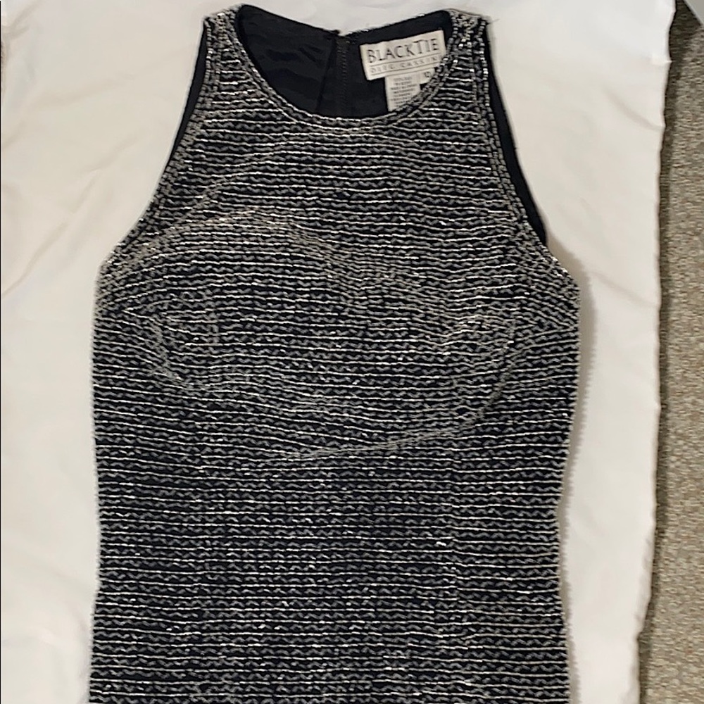 Black tie hand beaded top